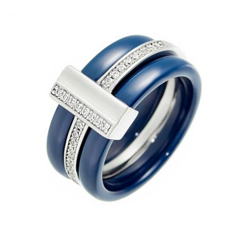 Кольцо, вставка: керамика, куб.цирконий, арт.:0120911263c, SilverWings, рис. 1