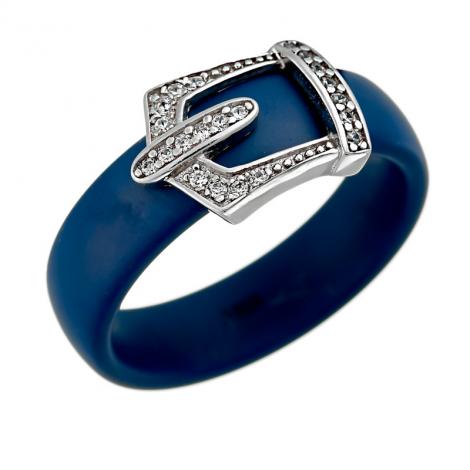 Кольцо, вставка: керамика матовая, куб.цирконий, арт.:0120911285c-m, SilverWings, рис. 1