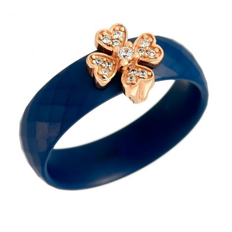 Кольцо, вставка: керамика матовая, куб.цирконий, арт.:0120911297pgp-c-m, SilverWings, рис. 1