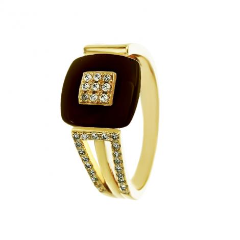 Кольцо, вставка: керамика, куб.цирконий, арт.:0120911374gp-p, SilverWings, рис. 1