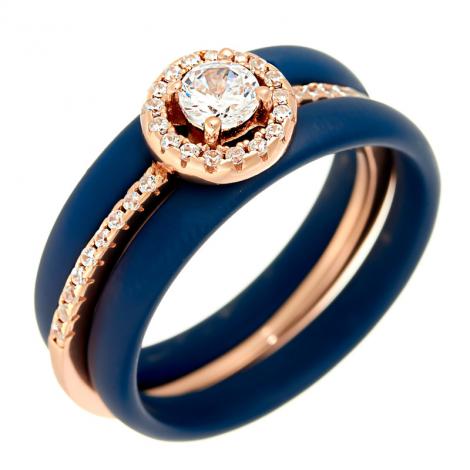 Кольцо, вставка: керамика матовая, куб.цирконий, арт.:0120911728pgp-c-m, SilverWings, рис. 1