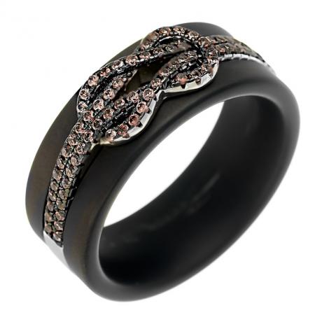 Кольцо, вставка: керамика матовая, куб.цирконий, арт.:0120911736ba-p, SilverWings, рис. 1