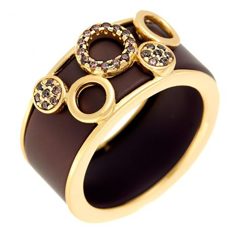 Кольцо, вставка: керамика матовая, куб.цирконий, арт.:0120911971gp-p-m, SilverWings, рис. 1