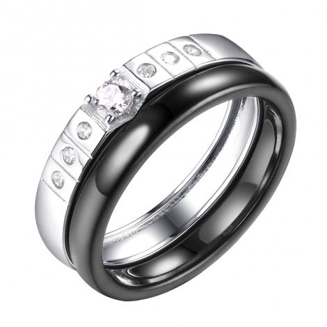 Кольцо, вставка: керамика, куб.цирконий, арт.:0120912140ab, SilverWings, рис. 1