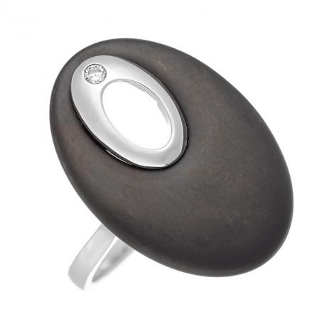 Кольцо, вставка: керамика матовая, куб.цирконий, арт.:0120912142b-m, SilverWings, рис. 1