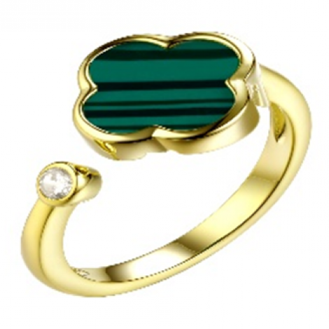 Кольцо, вставка: малахит, куб.цирконий, арт.:0120912941gp, SilverWings, рис. 1