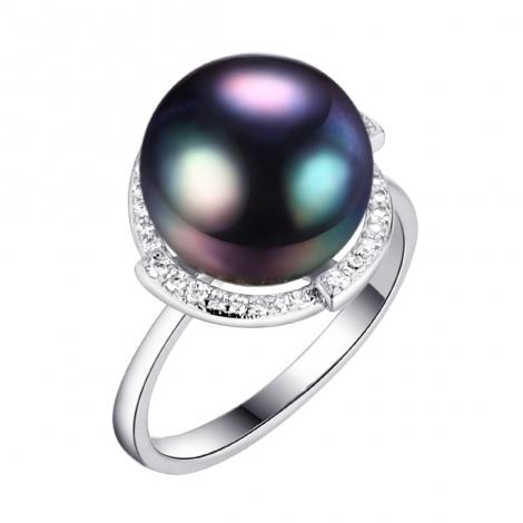 Кольцо, вставка: жемчуг (культ.), куб.цирконий, арт.:0120913309b, SilverWings, рис. 1