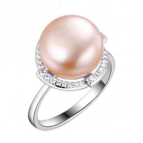 Кольцо, вставка: жемчуг (культ.), куб.цирконий, арт.:0120913309o, SilverWings, рис. 1