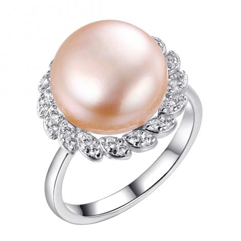 Кольцо, вставка: жемчуг (культ.), куб.цирконий, арт.:0120913411o, SilverWings, рис. 1