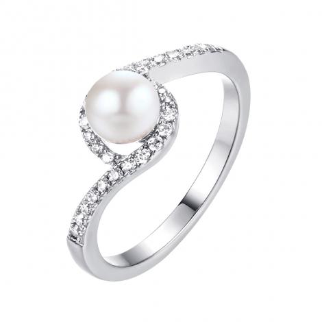 Кольцо, вставка: жемчуг (культ.), куб.цирконий, арт.:0120913747a, SilverWings, рис. 1
