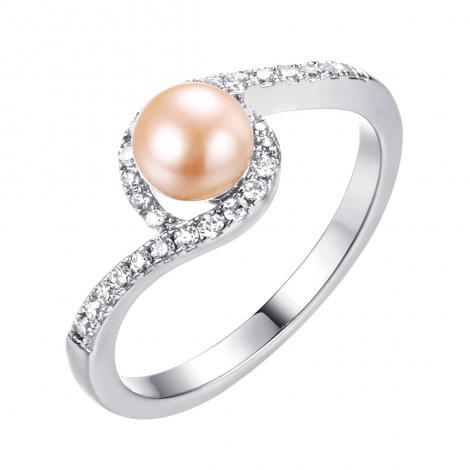Кольцо, вставка: жемчуг (культ.), куб.цирконий, арт.:0120913747o, SilverWings, рис. 1