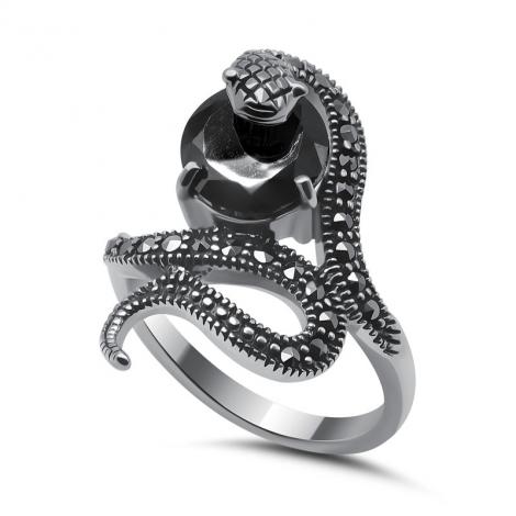 Серебряное кольцо, вставка: куб.цирконий, марказит, арт.:0139733b, SilverWings, рис. 1