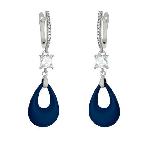 Серьги, вставка: керамика матовая, куб.цирконий, арт.:0220911078c-m, SilverWings, рис. 1