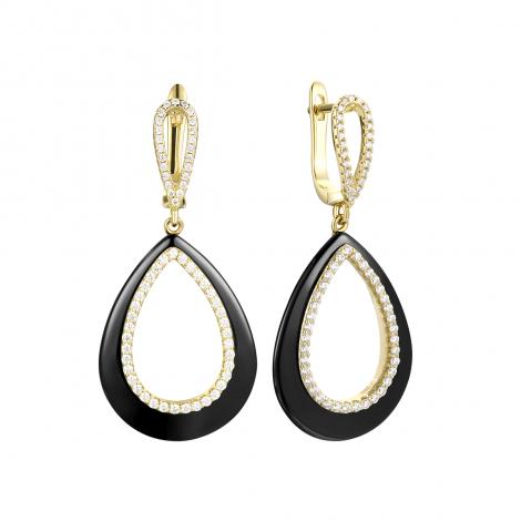 Серьги, вставка: керамика, куб.цирконий, арт.:0220911134gp-b, SilverWings, рис. 1