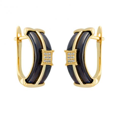 Серьги, вставка: керамика, куб.цирконий, арт.:0220911243gp-p, SilverWings, рис. 1