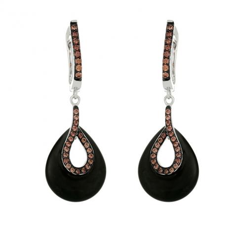 Серьги, вставка: керамика матовая, куб.цирконий, арт.:0220911255ba-p, SilverWings, рис. 1