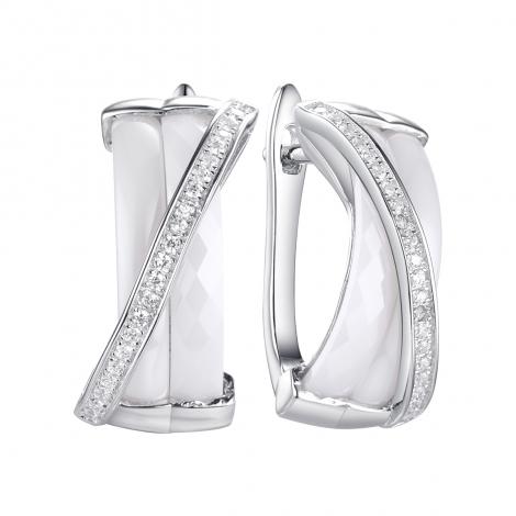 Серьги, вставка: керамика, куб.цирконий, арт.:0220911262a, SilverWings, рис. 1