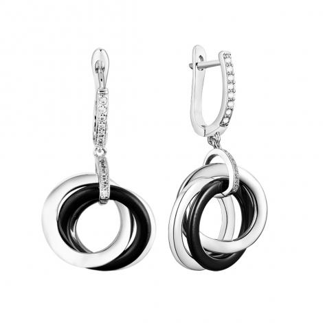 Серьги, вставка: керамика, куб.цирконий, арт.:0220911301ab, SilverWings, рис. 1