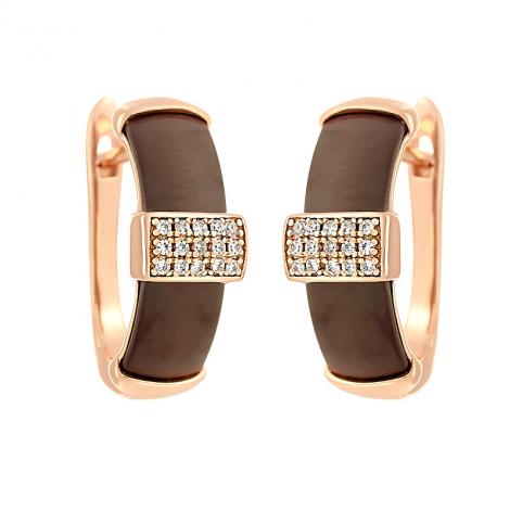 Серьги, вставка: керамика матовая, куб.цирконий, арт.:0220911363pgp-p-m, SilverWings, рис. 1