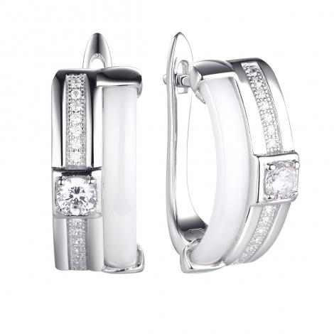 Серьги, вставка: керамика, куб.цирконий, арт.:0220911702a, SilverWings, рис. 1