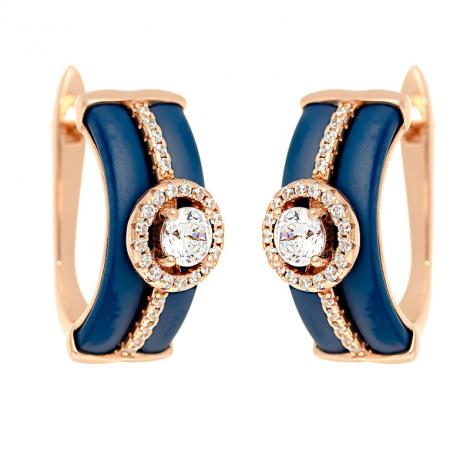 Серьги, вставка: керамика матовая, куб.цирконий, арт.:0220911728pgp-c-m, SilverWings, рис. 1