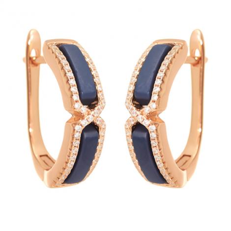 Серьги, вставка: керамика матовая, куб.цирконий, арт.:0220911733pgp-c-m, SilverWings, рис. 1