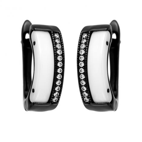 Серьги, вставка: керамика, куб.цирконий, арт.:0220911744a-b, SilverWings, рис. 1