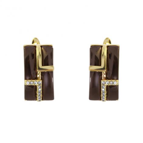 Серьги, вставка: керамика, куб.цирконий, арт.:0220911745gp-p, SilverWings, рис. 1