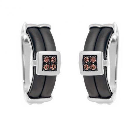 Серьги, вставка: керамика матовая, куб.цирконий, арт.:0220911773ba-p, SilverWings, рис. 1