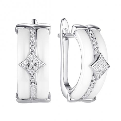 Серьги, вставка: керамика, куб.цирконий, арт.:0220911812a, SilverWings, рис. 1