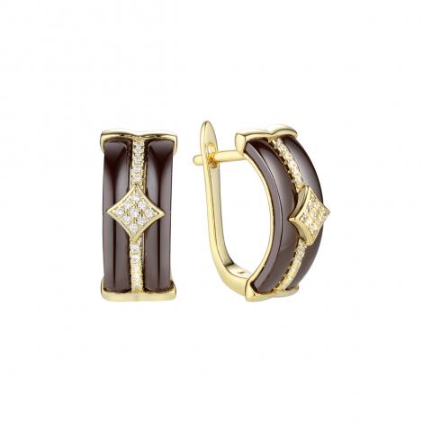 Серьги, вставка: керамика, куб.цирконий, арт.:0220911812gp-p, SilverWings, рис. 1