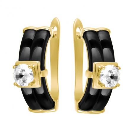 Серьги, вставка: керамика, куб.цирконий, арт.:0220911818gp-p, SilverWings, рис. 1