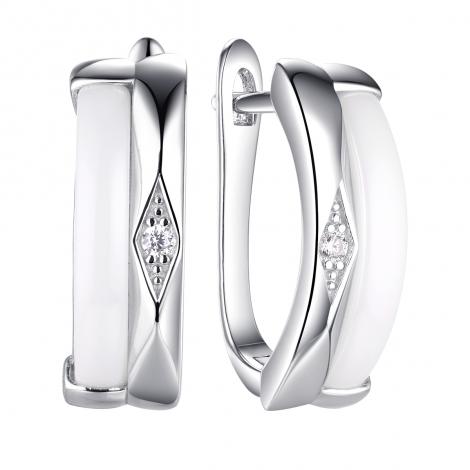 Серьги, вставка: керамика, куб.цирконий, арт.:0220912148a, SilverWings, рис. 1