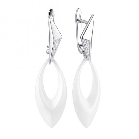 Серьги, вставка: керамика, куб.цирконий, арт.:0220912194a, SilverWings, рис. 1