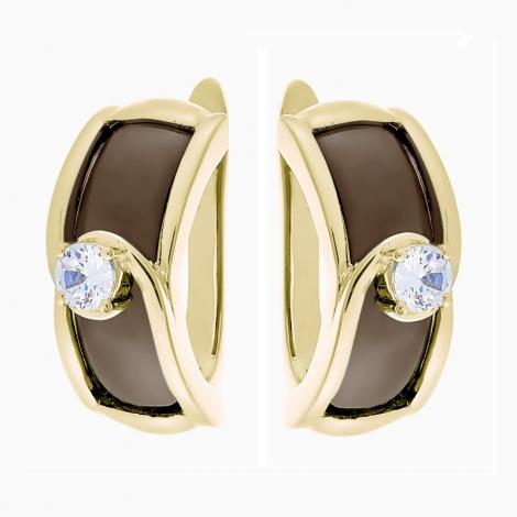 Серьги, вставка: керамика, куб.цирконий, арт.:0220912275gp-p, SilverWings, рис. 1