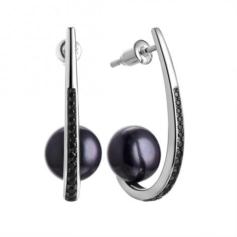 Серьги, вставка: жемчуг (культ.), шпинель синт., арт.:0220912527b, SilverWings, рис. 1