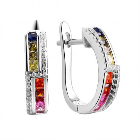 Серьги, вставка: куб.цирконий, корунд, шпинель синт., арт.:02209125834mix, SilverWings, рис. 1