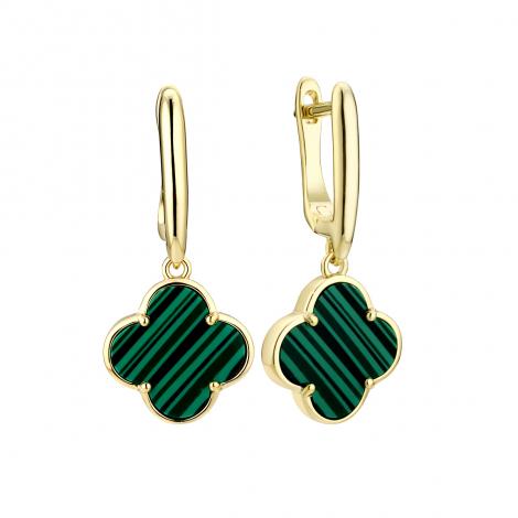 Серьги, вставка: малахит и., арт.:0220913139gp-e, SilverWings, рис. 1