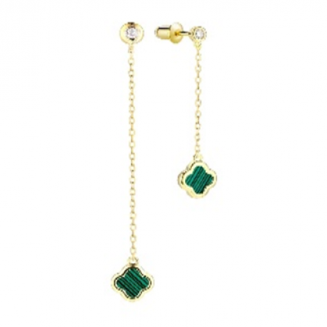 Серьги, вставка: малахит, куб.цирконий, арт.:0220913267gp, SilverWings, рис. 1