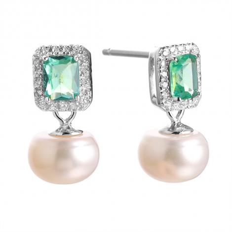 Серьги, вставка: жемчуг (культ.), куб.цирконий, арт.:0220913782a, SilverWings, рис. 1