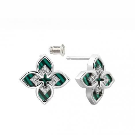 Серьги, вставка: малахит пр., куб.цирконий, арт.:0220915417a, SilverWings, рис. 1