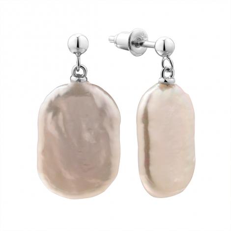 Серьги, вставка: жемчуг "барокко" (культ.), арт.:0220915778a, SilverWings, рис. 1