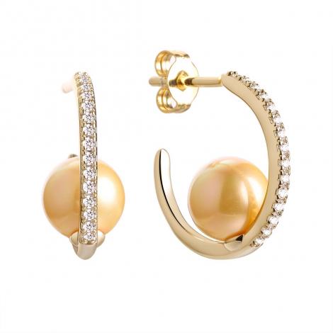 Серьги, вставка: жемчуг, куб.цирконий, арт.:0220916327816gp-u, SilverWings, рис. 1