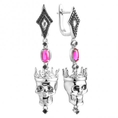 Серьги, вставка: шпинель синт., корунд синт., арт.:02209172054bo, SilverWings, рис. 1