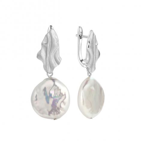 Серьги, вставка: жемчуг "барокко" (культ.), арт.:0220951829a, SilverWings, рис. 1