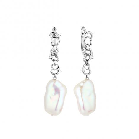 Серьги, вставка: жемчуг "барокко" (культ.), арт.:0220955923a, SilverWings, рис. 1