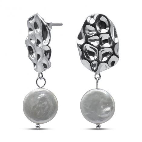 Серебряные серьги, вставка: жемчуг "барокко" (культ.), арт.:022231964a, SilverWings, рис. 1