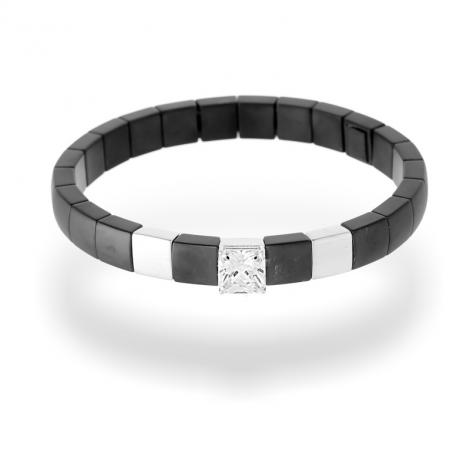 Браслет, вставка: керамика матовая, куб.цирконий, арт.:0420912462b-m, SilverWings, рис. 1