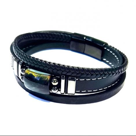 Браслет, вставка: экокожа, тигровый глаз, арт.:042251533b, SilverWings, рис. 1