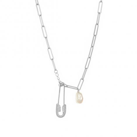 Колье, вставка: жемчуг "барокко" (культ.), куб.цирконий, арт.:05209384523a, SilverWings, рис. 1